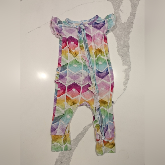 little bum bums Other - Little bum bums bamboo pajamas ruffle romper 9-12m